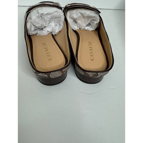 Coach Irene Jacquard Mules in Oak Maple Signature Backless Slipper Shoe Size 11 - Picture 5 of 6